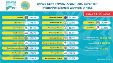 ЦИК: явка избирателей к 14.00 составило 53,12%