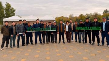 Посадка деревьев в парке Коктал