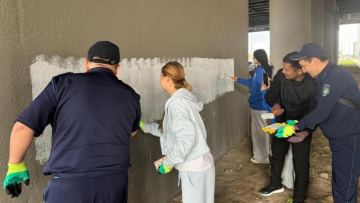 Нет наркотикам: возле вокзала «Нұрлы жол» закрасили граффити
